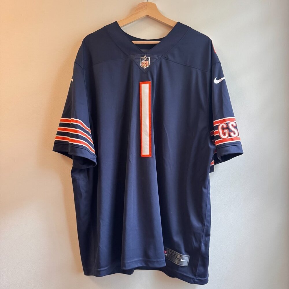 Nike Justin Fields Chicago Bears Home Game Jersey Men's Size 3X Medium Navy Blue
